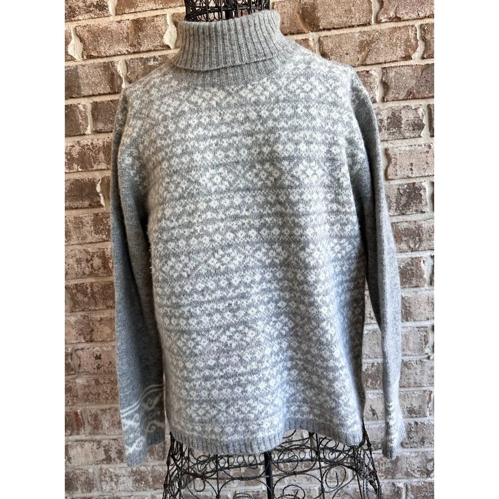 VTG Jillian Jones Turtleneck Sweater Medium Gray Lambswool Angora Snowfl… - Picture 1 of 12
